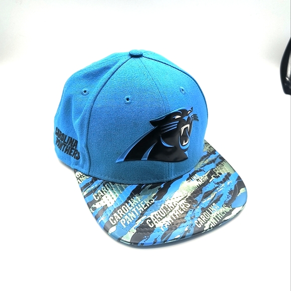 New Era Carolina Panthers Flat Bill Hat Fifty Nine Fifty Adjustable Snap Back - Picture 1 of 7